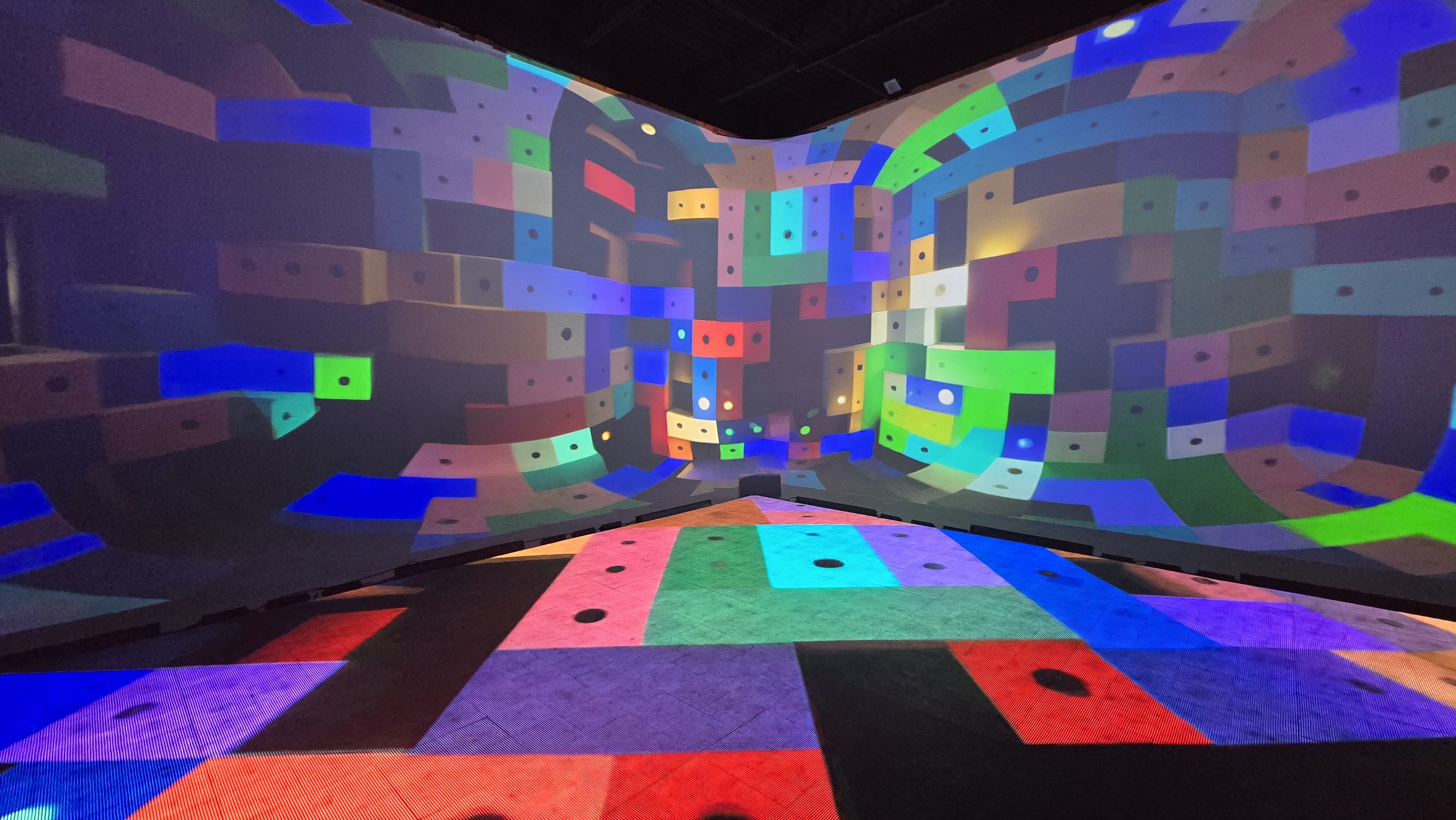 Colorful 3D blocks in immersive tunnel